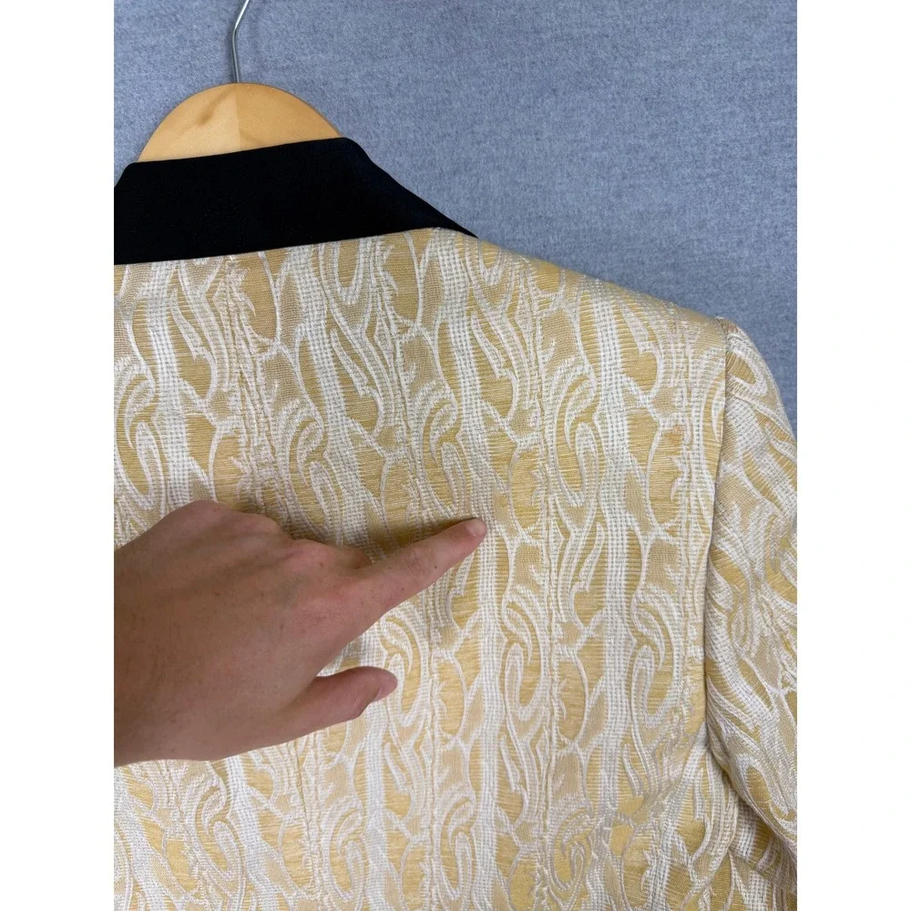 Vintage 50s‎ Delton Dinner Jacket Gold Jacquard Tuxedo Blazer Peak Lapel 38L